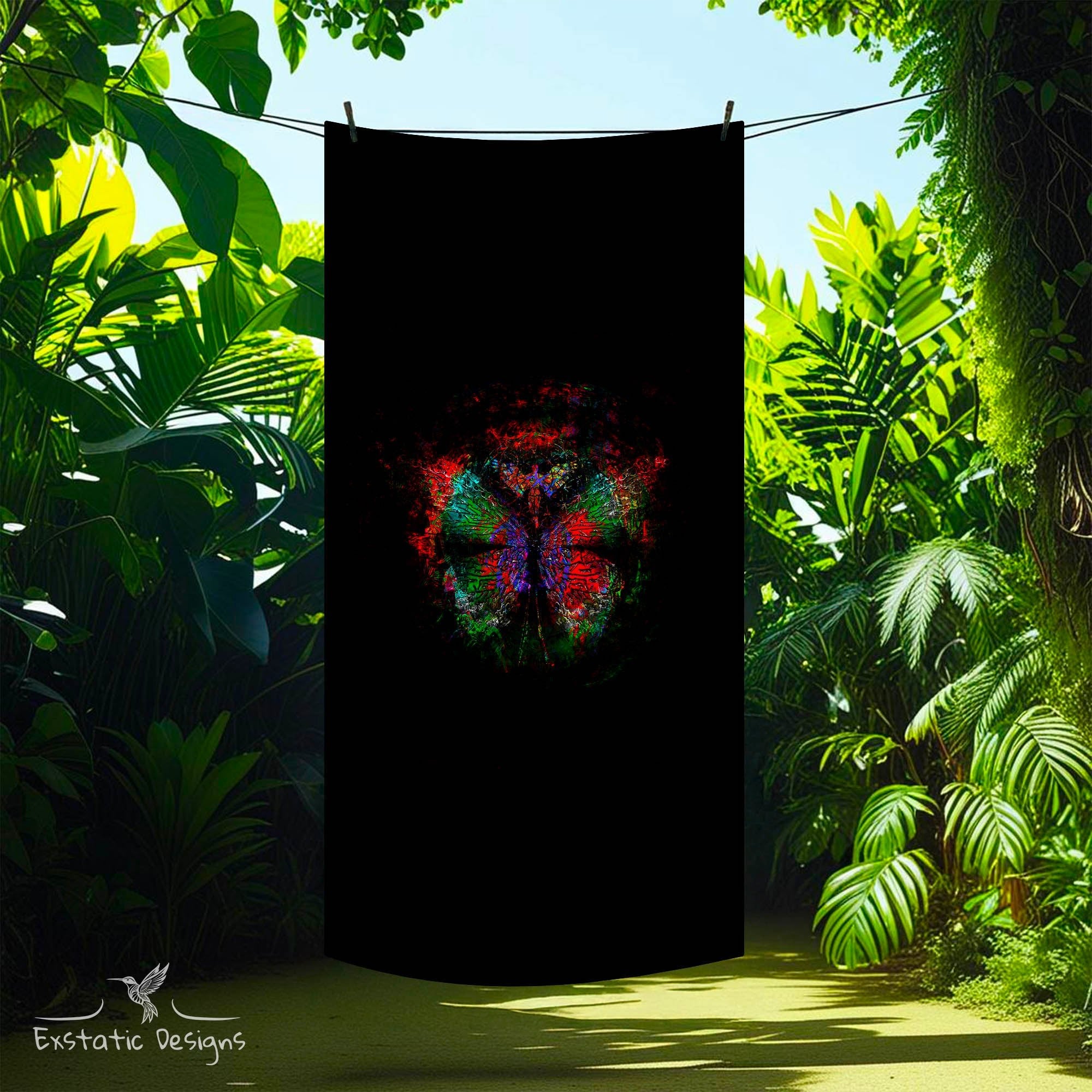 serviette-tantra-magie-du-papillon-jungle-xavier-gaillot-200-100-R-SVT-020A-base